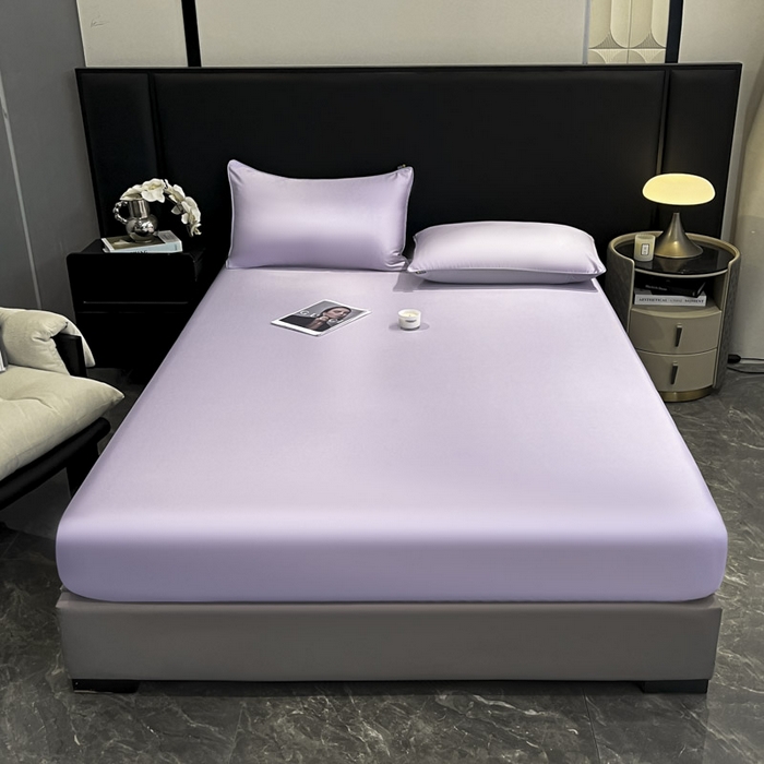 91家纺网 家纺一手货源 找家纺 ab家纺 2025新款莱赛尔单床笠 云霞紫