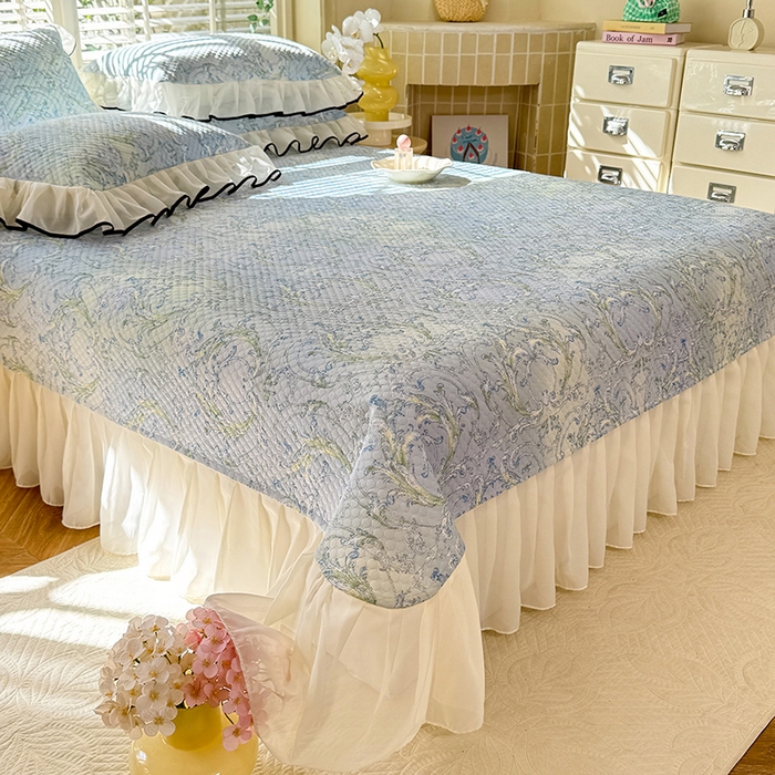 91家纺网 家纺一手货源 找家纺 金盛皇朝家纺 2025夏季新款冰丝凉豆豆床盖凉席 洛可可蔓