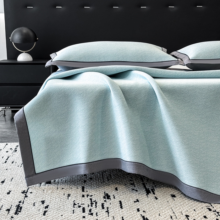 91家纺网 家纺一手货源 找家纺 九花鹿 2025新款凉感肌理纹冰丝席-床席款 肌理纹(天空蓝）