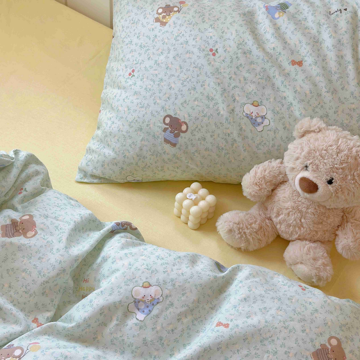 91家纺网 家纺一手货源 找家纺 于果 2025新款双层纱四件套第五批 少女象（绿）