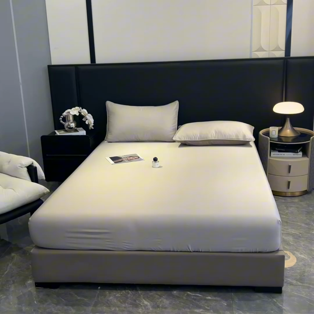 91家纺网 家纺一手货源 找家纺 ab家纺 2025新款莱赛尔单床笠 巴黎灰