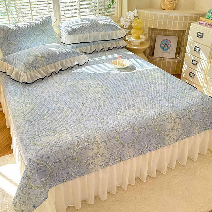 91家纺网 家纺一手货源 找家纺 金盛皇朝家纺 2025夏季新款冰丝凉豆豆床盖凉席 洛可可蔓