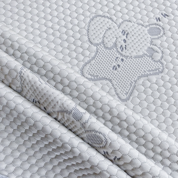 91家纺网 家纺一手货源 找家纺 千朵 2025新款凉感PE冰豆豆提花床笠款凉席 星星兔香槟