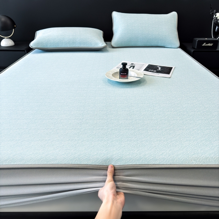 91家纺网 家纺一手货源 找家纺 （总）九花鹿 2025新款凉感肌理纹冰丝席-床笠款