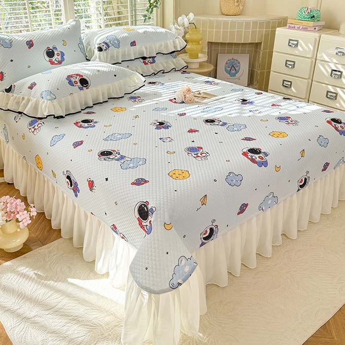 91家纺网 家纺一手货源 找家纺 金盛皇朝家纺 2025夏季新款冰丝凉豆豆床盖凉席 宇宙天空