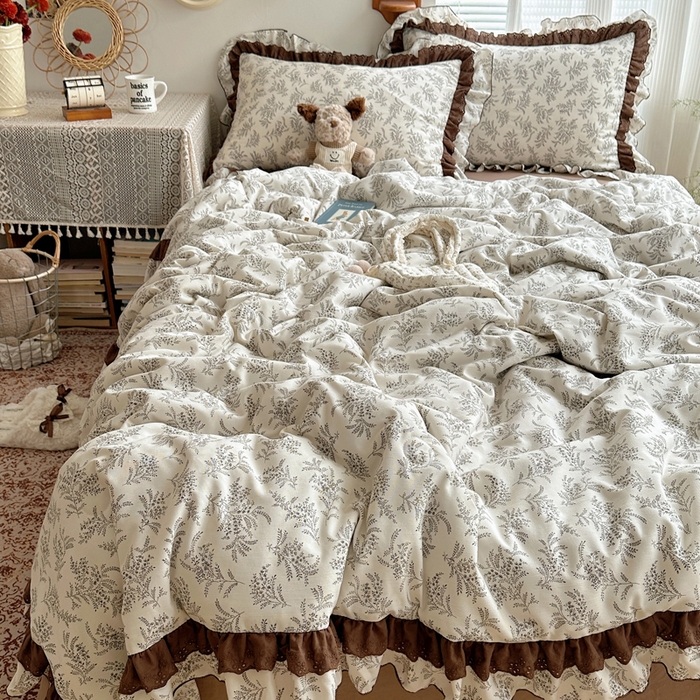 91家纺网 家纺一手货源 找家纺 （总）轻奢坊 2025新款复古风双层纱水洗棉夏被四件套