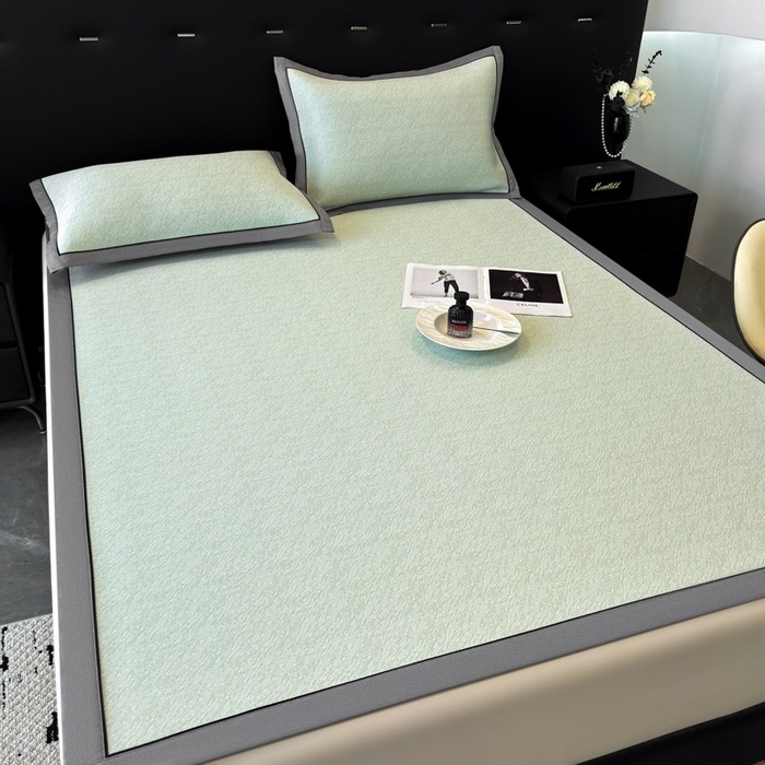 91家纺网 家纺一手货源 找家纺 九花鹿 2025新款凉感肌理纹冰丝席-床席款 肌理纹(豆绿）