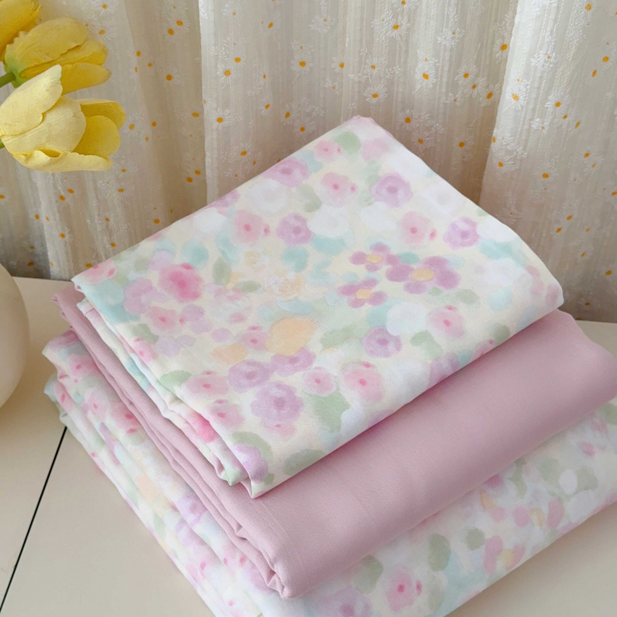 91家纺网 家纺一手货源 找家纺 于果 2025新款双层纱四件套第五批 桃之夭夭