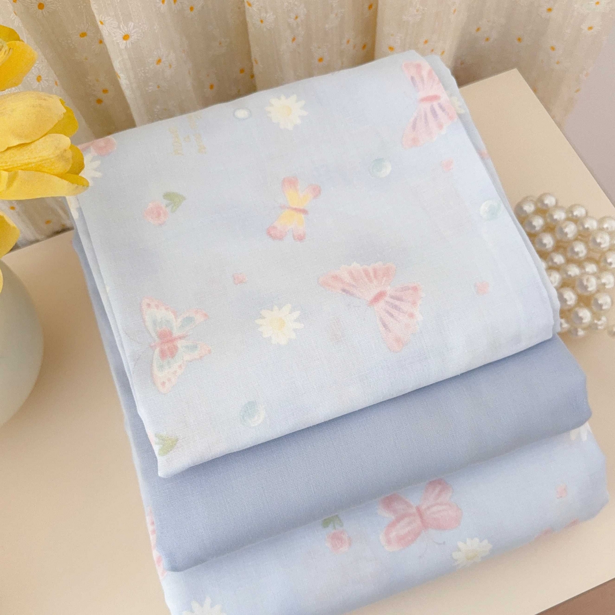 91家纺网 家纺一手货源 找家纺 于果 2025新款双层纱四件套第五批 雨蝶