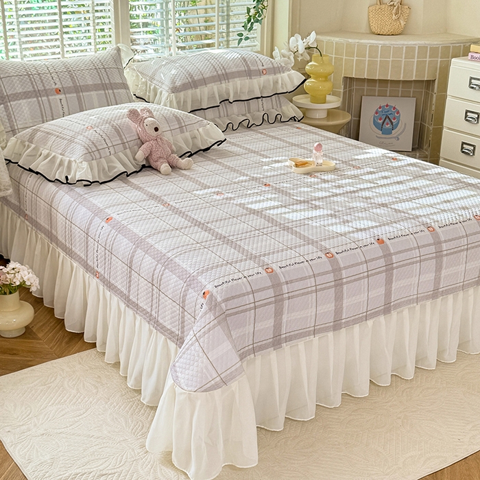 91家纺网 家纺一手货源 找家纺 金盛皇朝家纺 2025夏季新款冰丝凉豆豆床盖凉席 格纹素锦