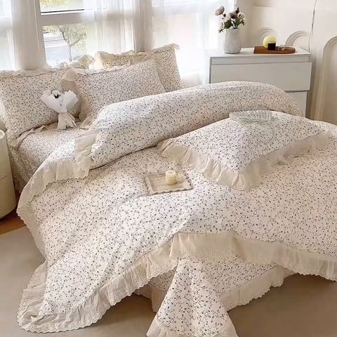 91家纺网 家纺一手货源 找家纺 添越家纺2025新款纯棉砂洗床盖三件套四件套系列伊澜