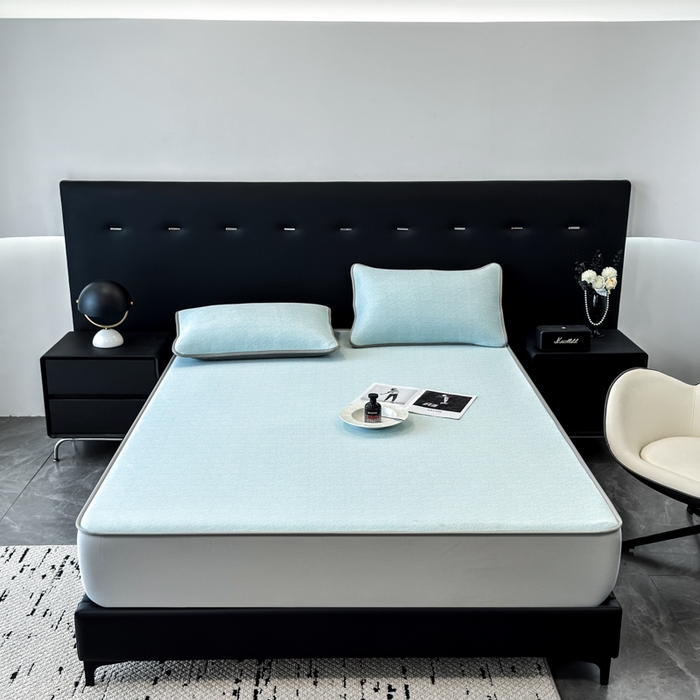 91家纺网 家纺一手货源 找家纺 （总）九花鹿 2025新款凉感肌理纹冰丝席-床笠款