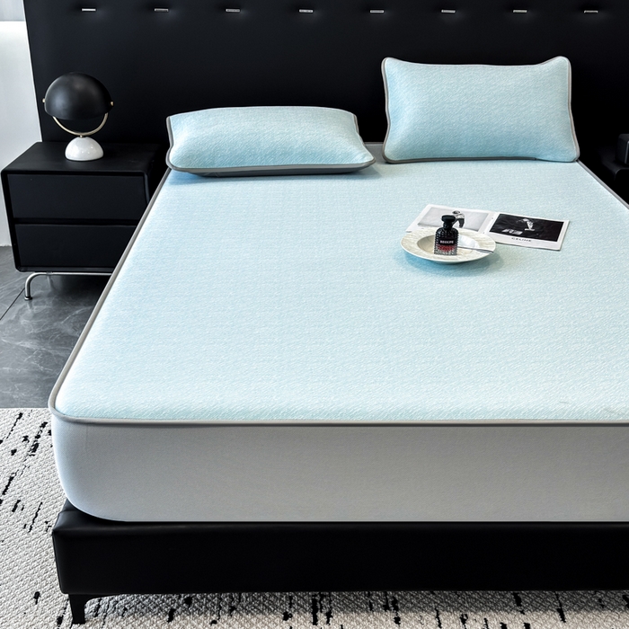 91家纺网 家纺一手货源 找家纺 （总）九花鹿 2025新款凉感肌理纹冰丝席-床笠款