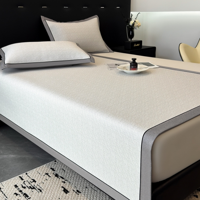 91家纺网 家纺一手货源 找家纺 九花鹿 2025新款凉感肌理纹冰丝席-床席款 肌理纹(米灰）