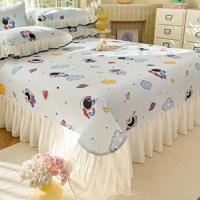 91家纺网 家纺一手货源 找家纺 金盛皇朝家纺 2025夏季新款冰丝凉豆豆床盖凉席 宇宙天空