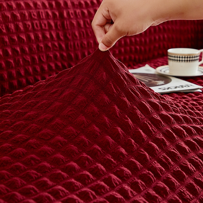 91家纺网 家纺一手货源 找家纺 飞翔家纺 2025新款泡泡纱沙发套 红色