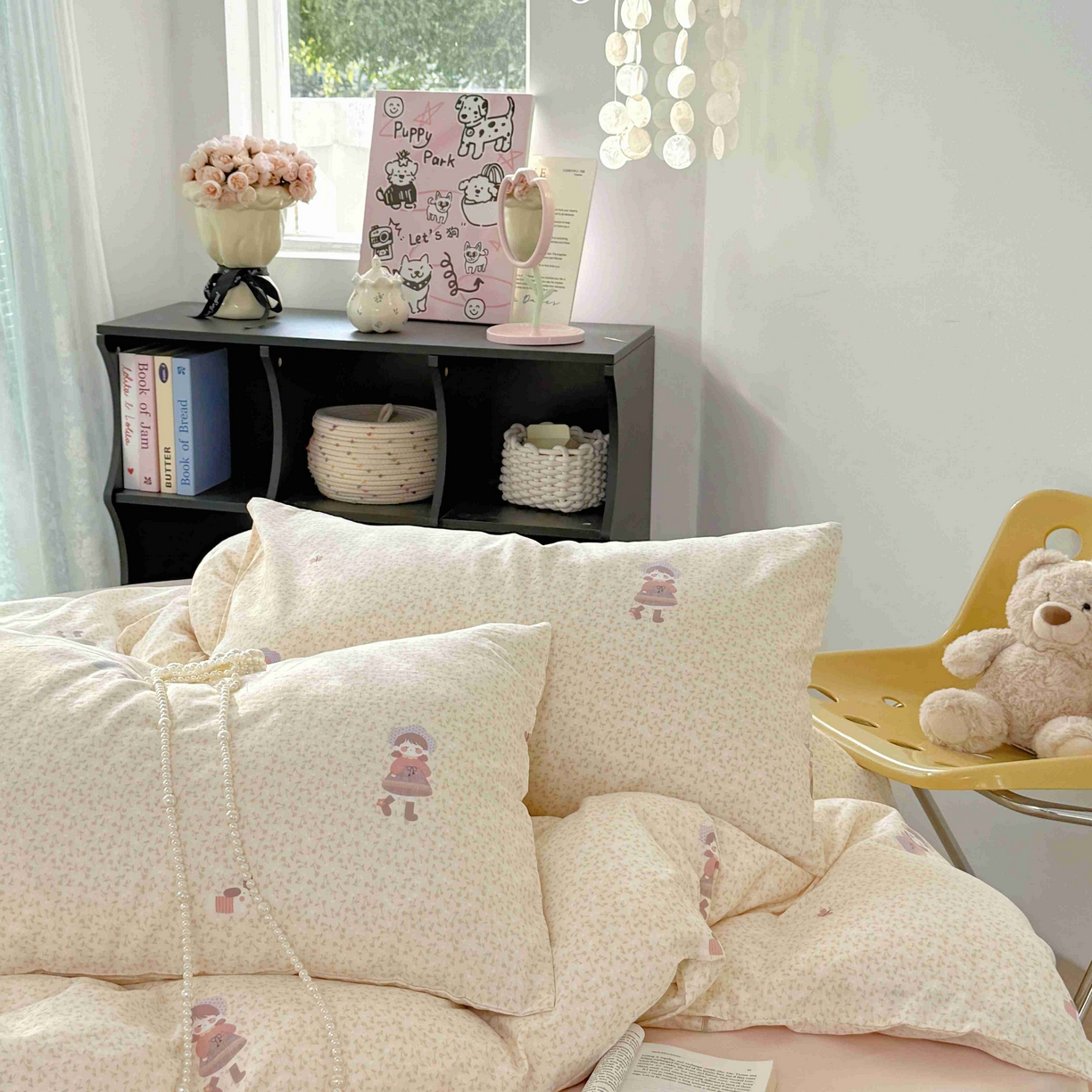 91家纺网 家纺一手货源 找家纺 于果 2025新款双层纱四件套第五批 春日女孩