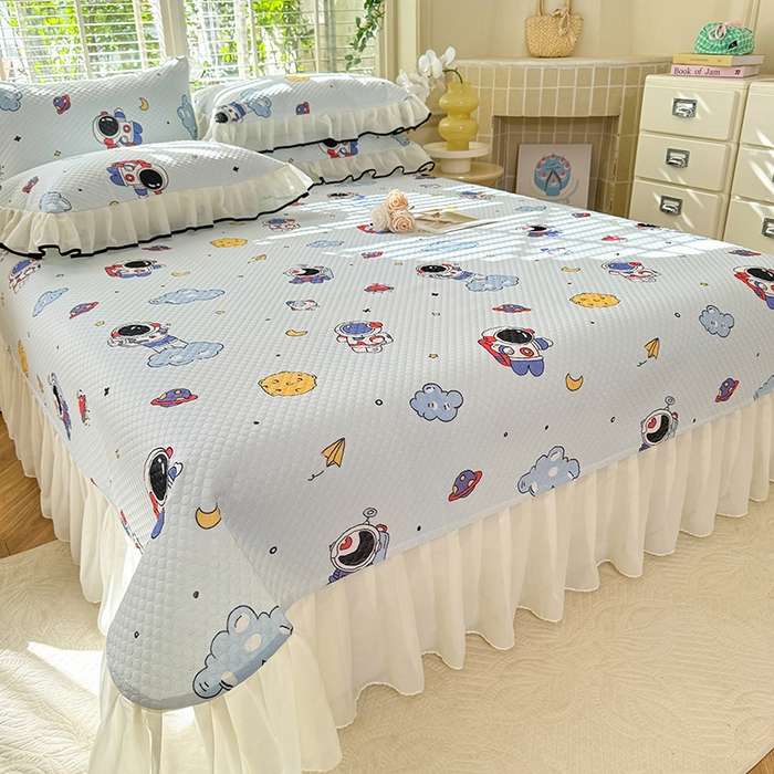 91家纺网 家纺一手货源 找家纺 金盛皇朝家纺 2025夏季新款冰丝凉豆豆床盖凉席 宇宙天空