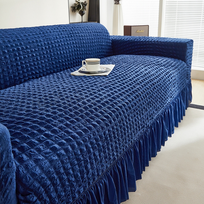 91家纺网 家纺一手货源 找家纺 飞翔家纺 2025新款泡泡纱沙发套 蓝色