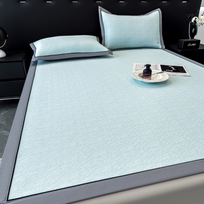 91家纺网 家纺一手货源 找家纺 九花鹿 2025新款凉感肌理纹冰丝席-床席款 肌理纹(天空蓝）