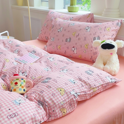 91家纺网 家纺一手货源 找家纺 （总）集布 2025新款活性印染全棉双层纱四件套