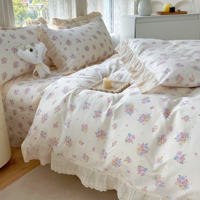 91家纺网 家纺一手货源 找家纺 添越家纺2025新款纯棉砂洗床盖三件套四件套系列花语