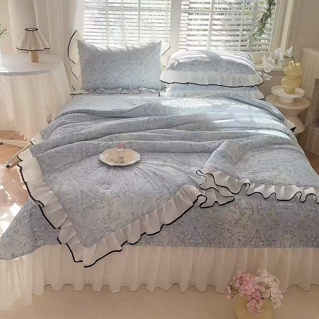 91家纺网 家纺一手货源 找家纺 金盛皇朝家纺 2025夏季新款冰丝凉豆豆床盖凉席 洛可可蔓