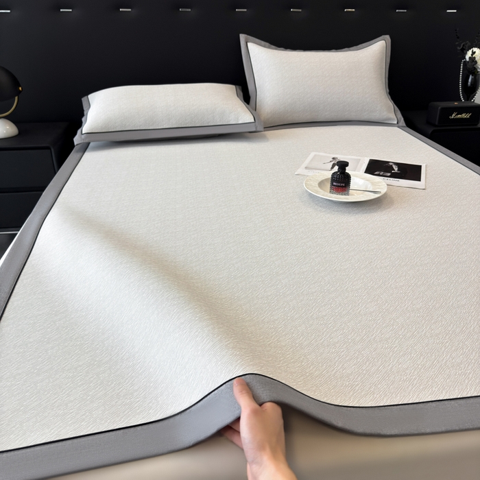 91家纺网 家纺一手货源 找家纺 九花鹿 2025新款凉感肌理纹冰丝席-床席款 肌理纹(米灰）