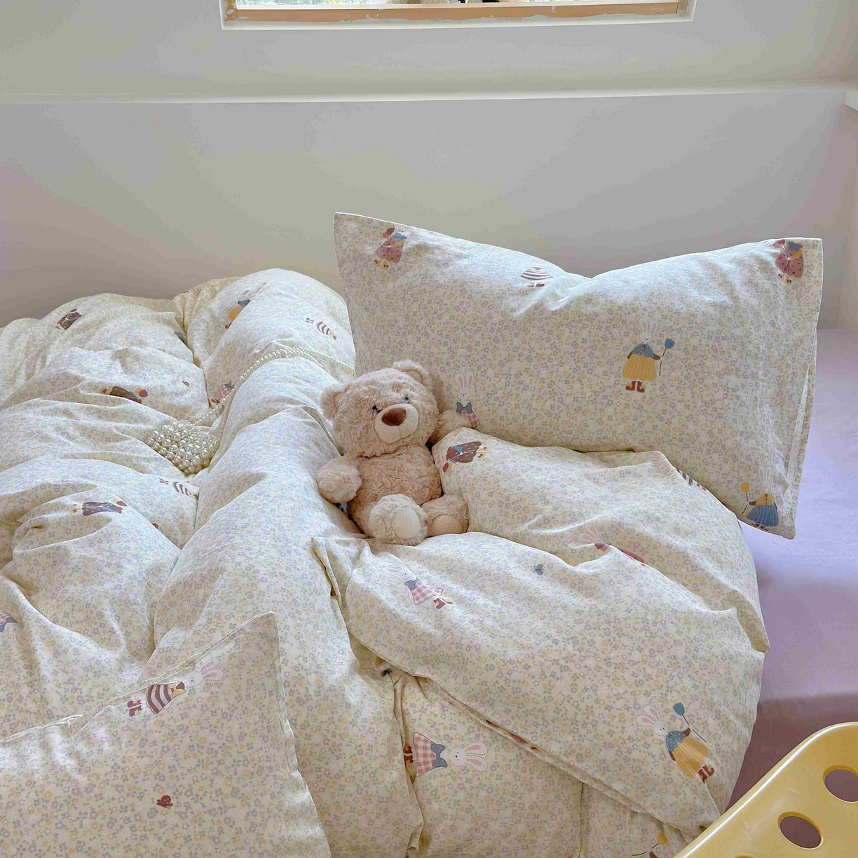 91家纺网 家纺一手货源 找家纺 于果 2025新款双层纱四件套第五批 原宿小兔