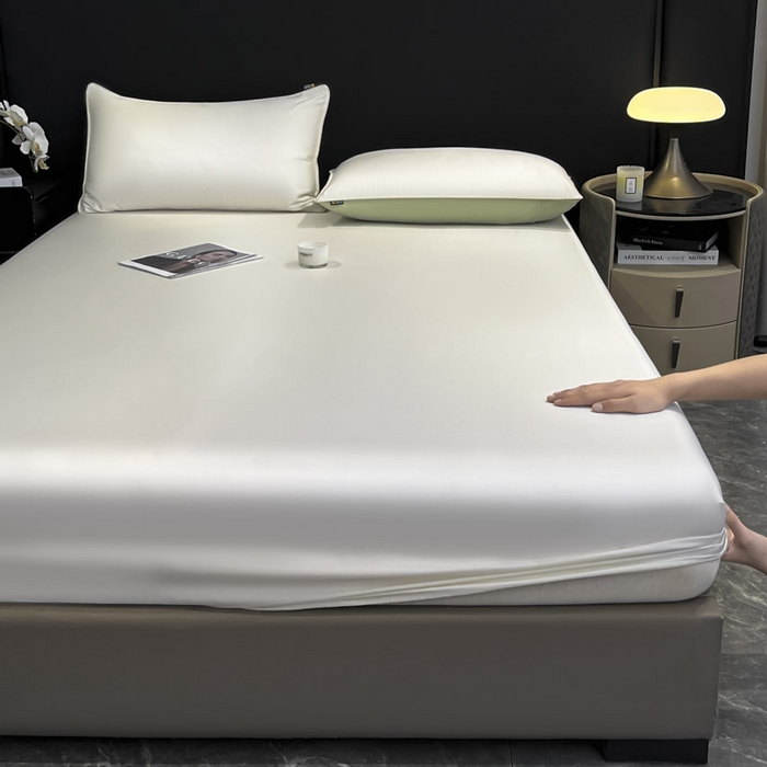 91家纺网 家纺一手货源 找家纺 ab家纺 2025新款莱赛尔单床笠 珍珠白