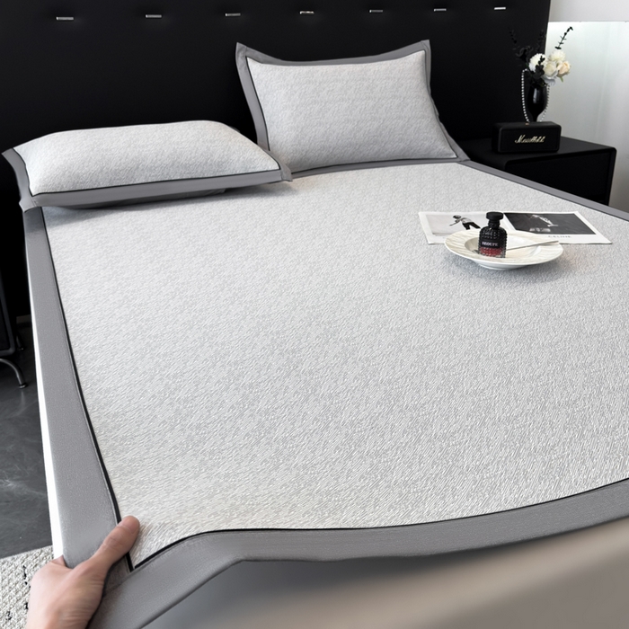 91家纺网 家纺一手货源 找家纺 九花鹿 2025新款凉感肌理纹冰丝席-床席款 肌理纹(银灰）