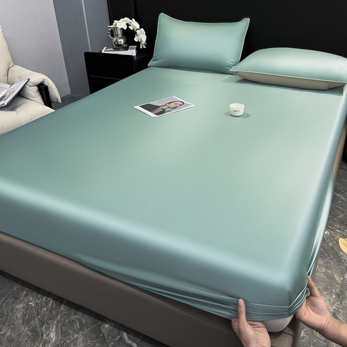 91家纺网 家纺一手货源 找家纺 ab家纺 2025新款莱赛尔单床笠 海苔绿