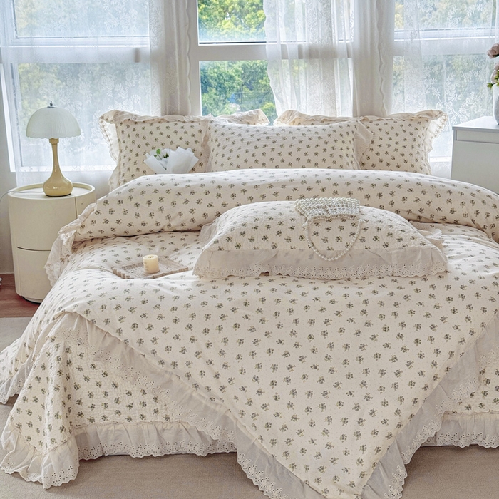 91家纺网 家纺一手货源 找家纺 添越家纺2025新款纯棉砂洗床盖三件套四件套系列春汐