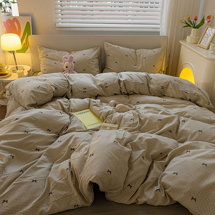 91家纺网 家纺一手货源 找家纺 （总）缦绣阁家纺 2025新款A类有氧针织棉印花四件套床单款床笠款四件套宿舍三件套