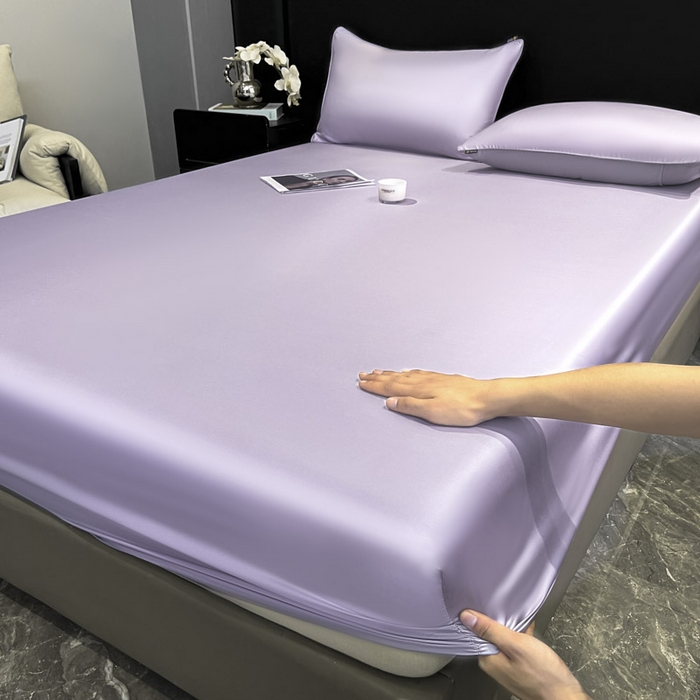 91家纺网 家纺一手货源 找家纺 ab家纺 2025新款莱赛尔单床笠 云霞紫