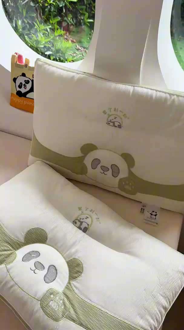 91家纺网 家纺一手货源 找家纺 （总）幸运草 2025新款熊猫趴趴可爱情侣枕头泡泡棉柔软亲肤护颈枕芯