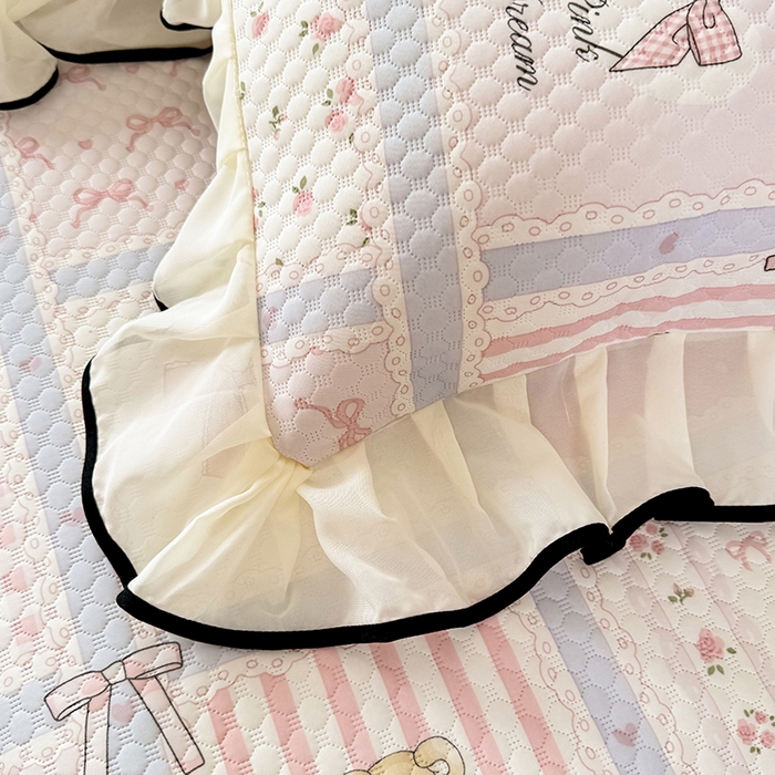 91家纺网 家纺一手货源 找家纺 金盛皇朝家纺 2025夏季新款冰丝凉豆豆床盖凉席 糖熊仔仔