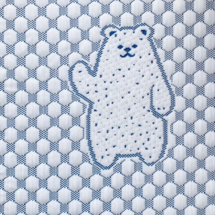 91家纺网 家纺一手货源 找家纺 千朵 2025新款凉感PE冰豆豆提花床笠款凉席 雪花熊蓝