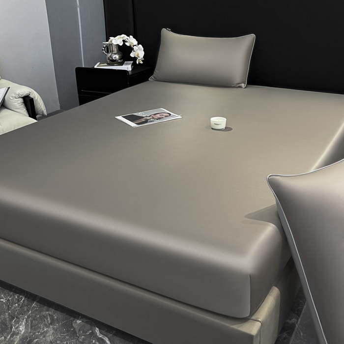 91家纺网 家纺一手货源 找家纺 ab家纺 2025新款莱赛尔单床笠 古铜棕