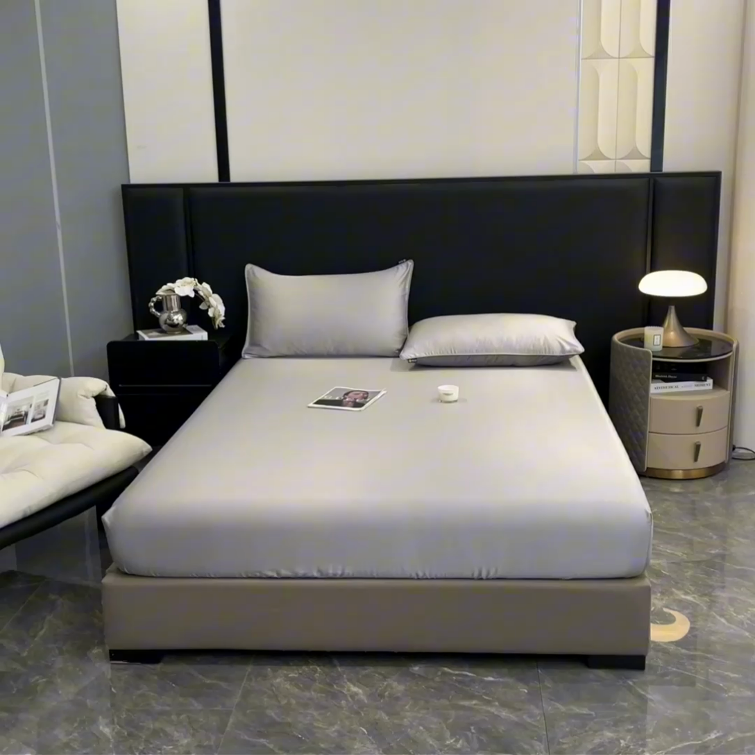 91家纺网 家纺一手货源 找家纺 ab家纺 2025新款莱赛尔单床笠 烟灰