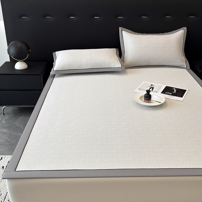 91家纺网 家纺一手货源 找家纺 九花鹿 2025新款凉感肌理纹冰丝席-床席款 肌理纹(米灰）