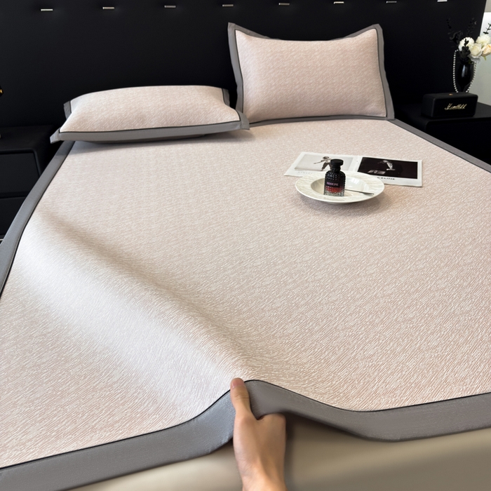 91家纺网 家纺一手货源 找家纺 九花鹿 2025新款凉感肌理纹冰丝席-床席款 肌理纹(豆沙）