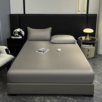 91家纺网 家纺一手货源 找家纺 ab家纺 2025新款莱赛尔单床笠 古铜棕