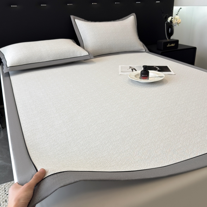 91家纺网 家纺一手货源 找家纺 九花鹿 2025新款凉感肌理纹冰丝席-床席款 肌理纹(米灰）