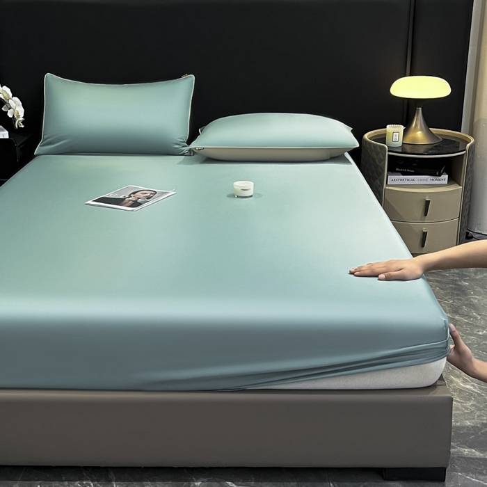 91家纺网 家纺一手货源 找家纺 ab家纺 2025新款莱赛尔单床笠 海苔绿