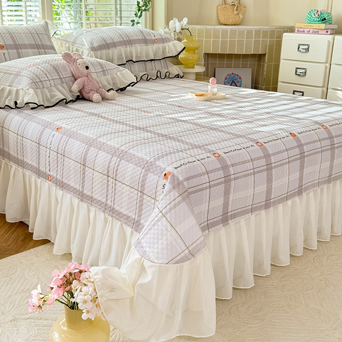 91家纺网 家纺一手货源 找家纺 金盛皇朝家纺 2025夏季新款冰丝凉豆豆床盖凉席 格纹素锦