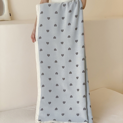 91家纺网 家纺一手货源 找家纺 麻依 2025新款花边天丝棉冷感毯 恋心-蓝