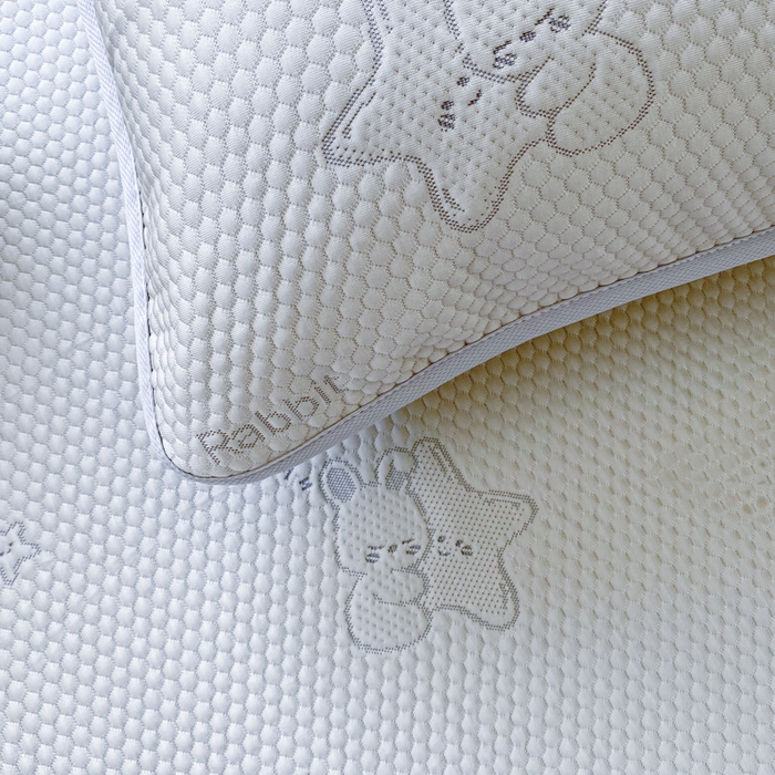 91家纺网 家纺一手货源 找家纺 千朵 2025新款凉感PE冰豆豆提花床笠款凉席 星星兔香槟