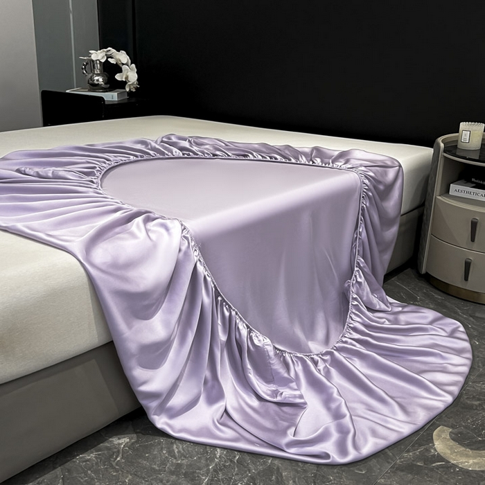 91家纺网 家纺一手货源 找家纺 ab家纺 2025新款莱赛尔单床笠 云霞紫