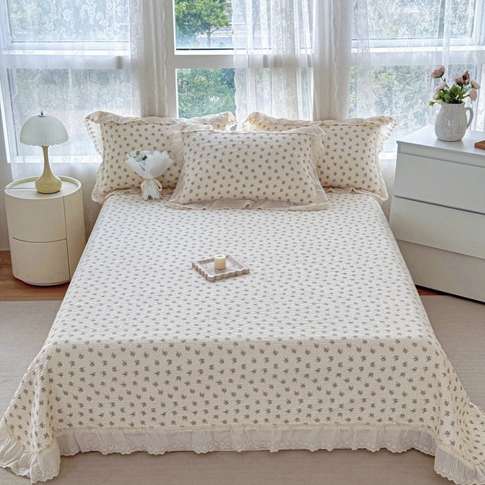 91家纺网 家纺一手货源 找家纺 添越家纺2025新款纯棉砂洗床盖三件套四件套系列春汐